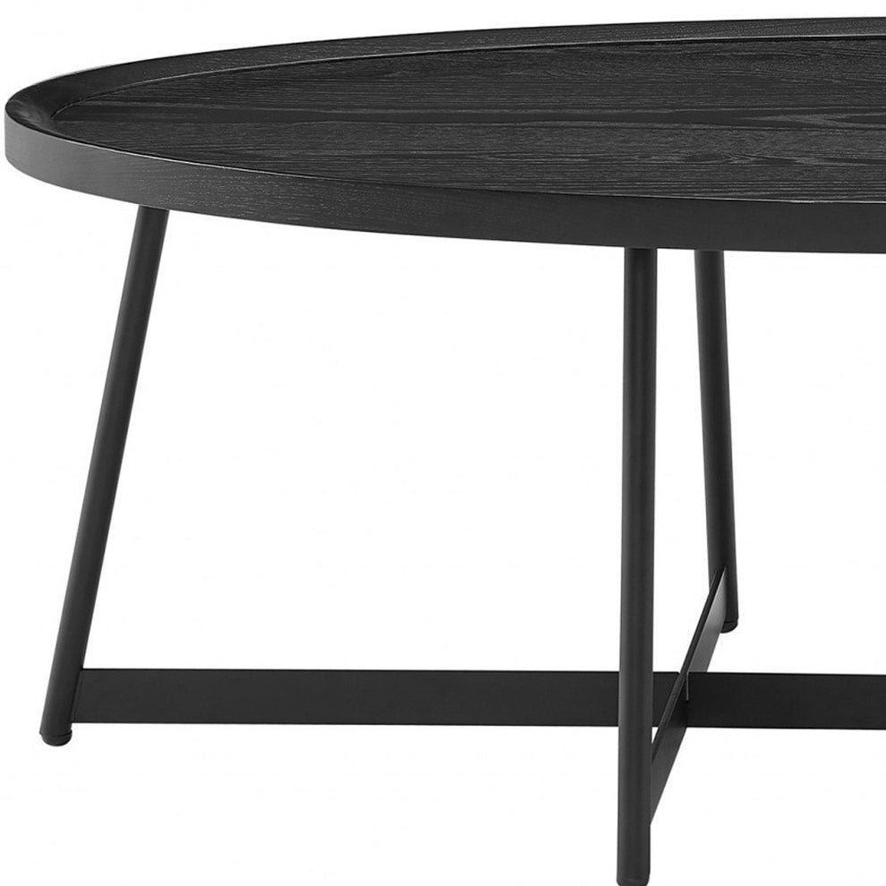 47" Black Manufactured Wood Oval Coffee Table By Homeroots | Coffee Tables | Modishstore - 3