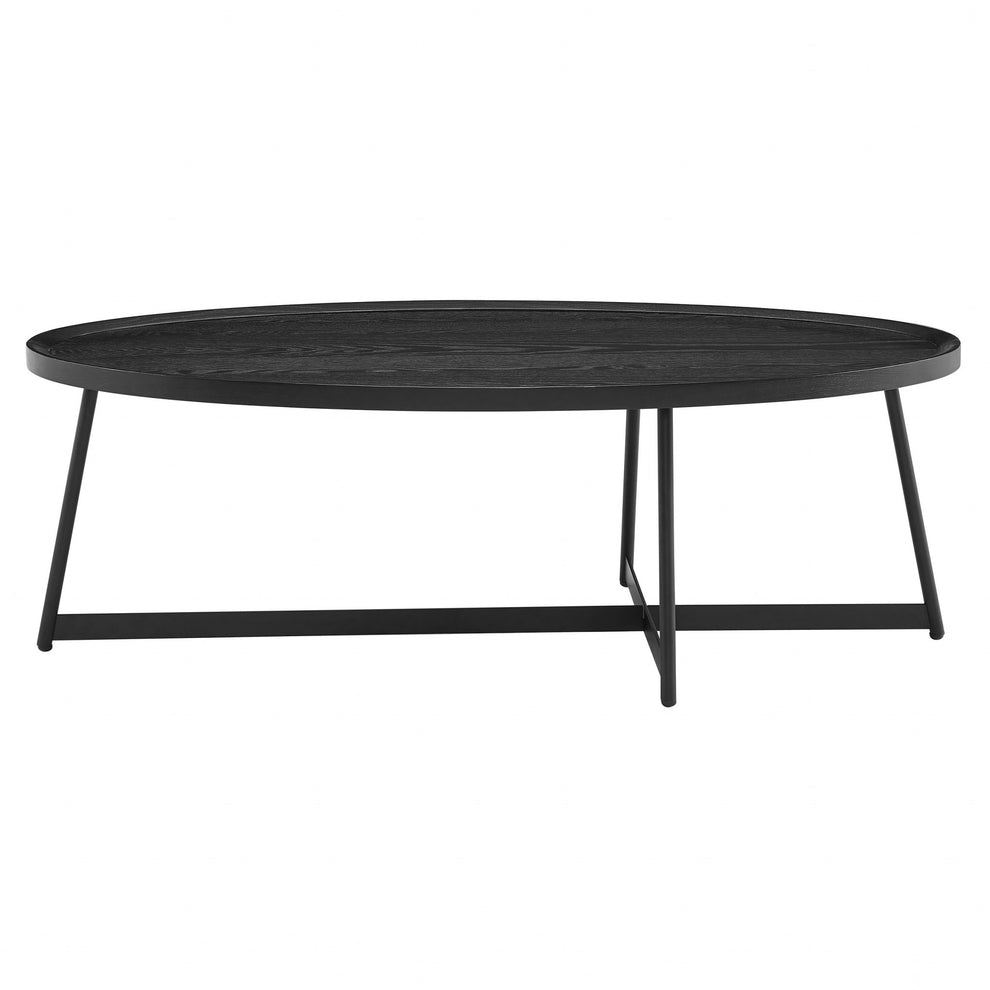 47" Black Manufactured Wood Oval Coffee Table By Homeroots | Coffee Tables | Modishstore - 4