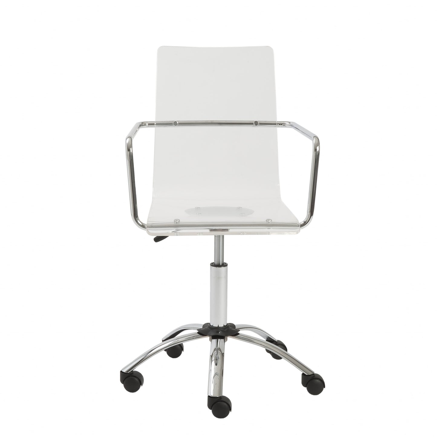 Office Chair in Clear with Chromed Steel Base By Homeroots | Office Chairs | Modishstore