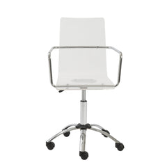 Office Chair in Clear with Chromed Steel Base By Homeroots