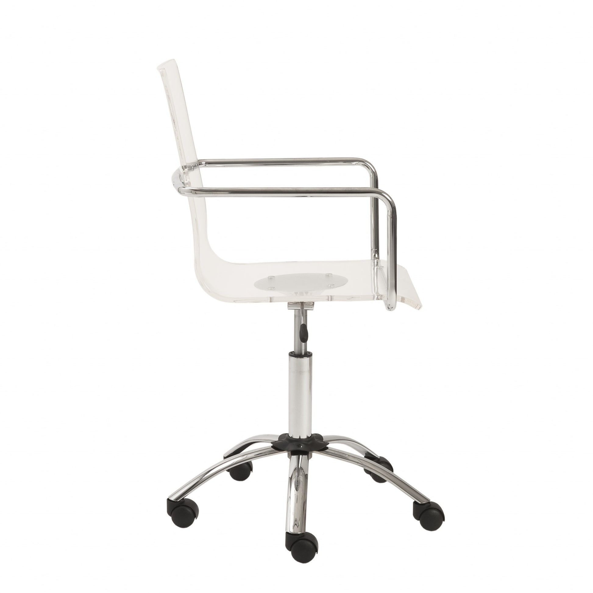 Office Chair in Clear with Chromed Steel Base By Homeroots | Office Chairs | Modishstore - 3