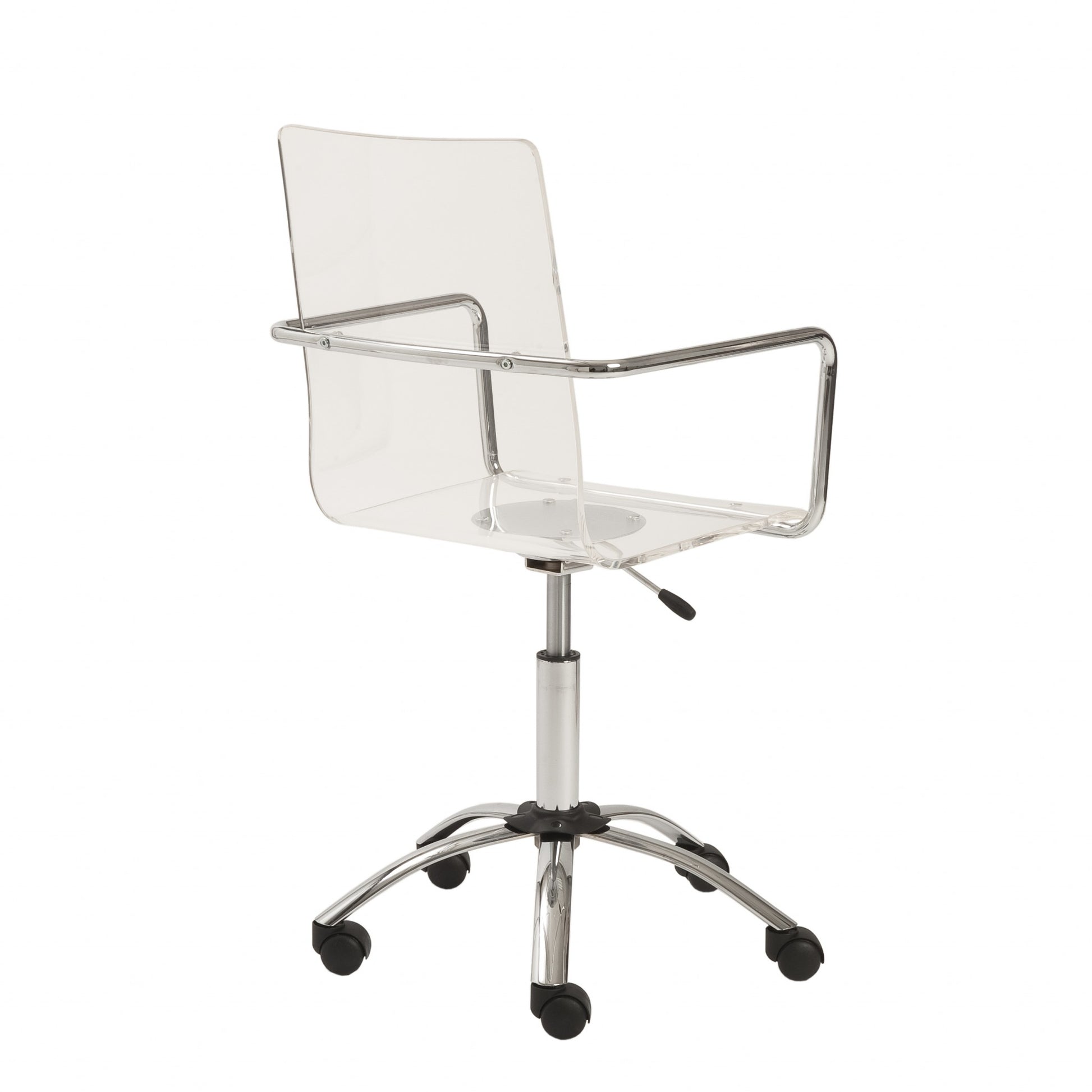 Office Chair in Clear with Chromed Steel Base By Homeroots | Office Chairs | Modishstore - 4