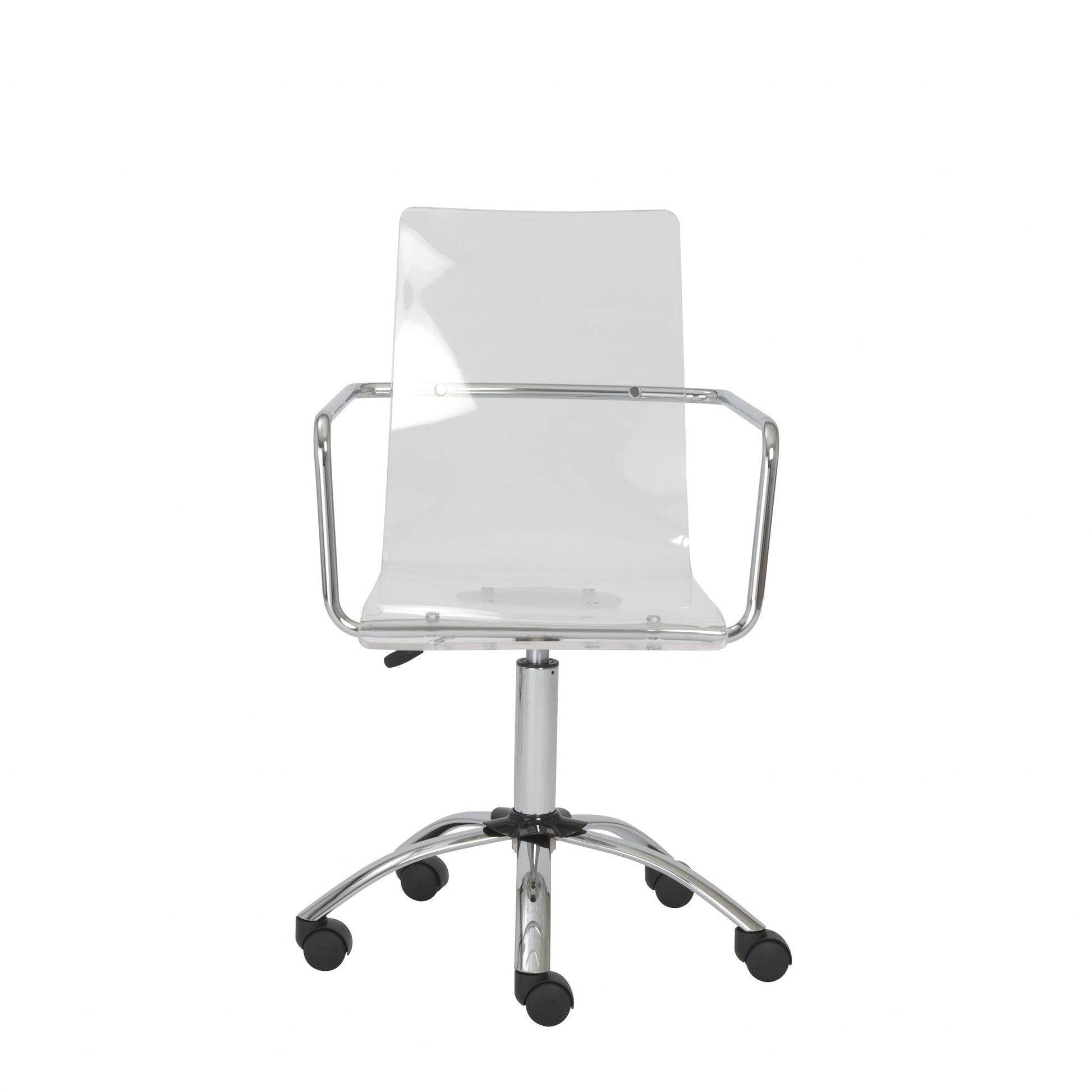 Office Chair in Clear with Chromed Steel Base By Homeroots | Office Chairs | Modishstore - 5