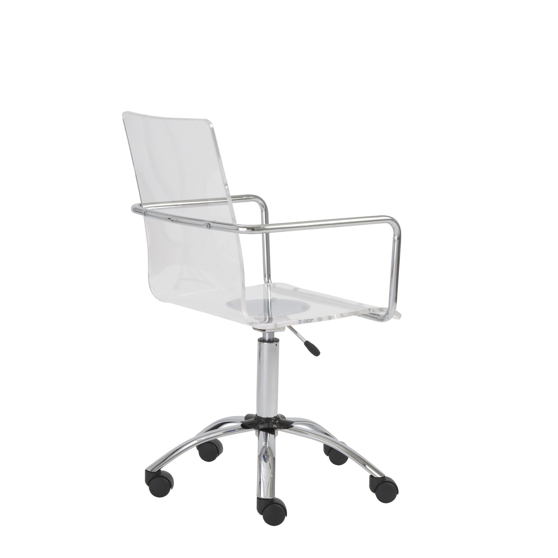 Office Chair in Clear with Chromed Steel Base By Homeroots | Office Chairs | Modishstore - 6