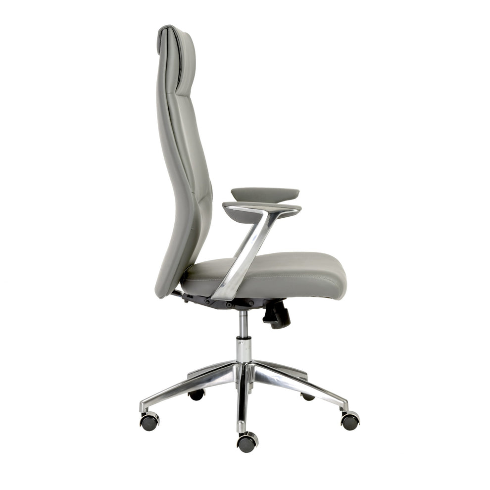 High Back Office Chair in Gray with Polished Aluminum Base By Homeroots | Office Chairs | Modishstore - 3