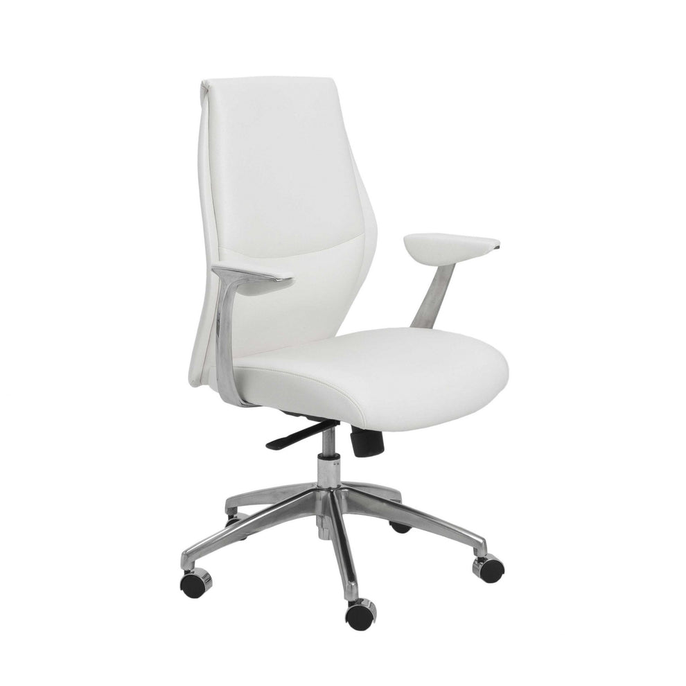 Low Back Office Chair in Gray with Polished Aluminum Base By Homeroots | Office Chairs | Modishstore - 6