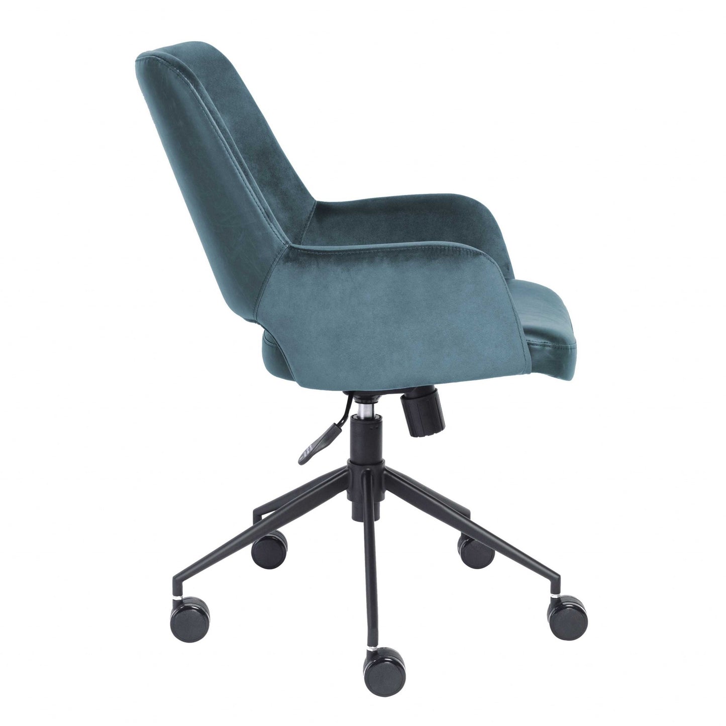 Tilt Office Chair in Blue Fabric and Leatherette with Black Base By Homeroots | Office Chairs | Modishstore - 2