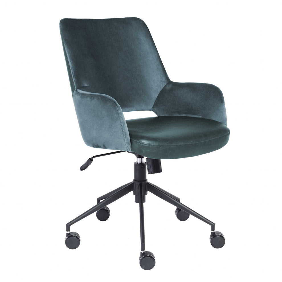 Tilt Office Chair in Blue Fabric and Leatherette with Black Base By Homeroots | Office Chairs | Modishstore - 3