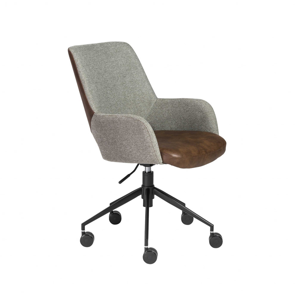 Tilt Office Chair in Blue Fabric and Leatherette with Black Base By Homeroots | Office Chairs | Modishstore - 8