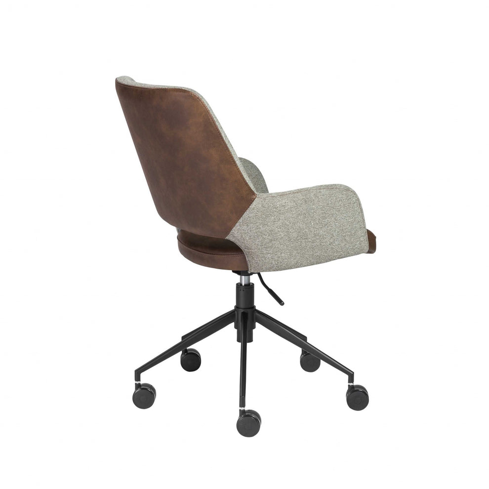 Tilt Office Chair in Blue Fabric and Leatherette with Black Base By Homeroots | Office Chairs | Modishstore - 9