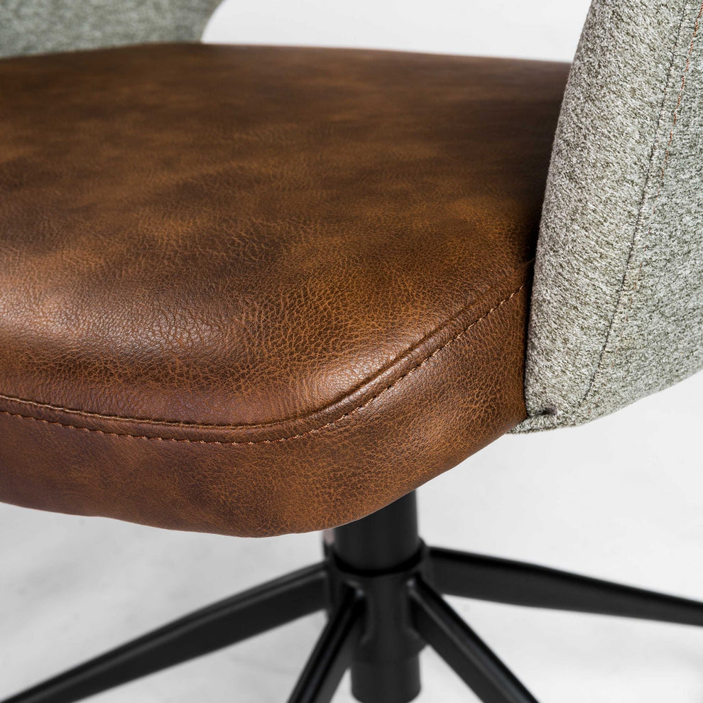 Tilt Office Chair in Blue Fabric and Leatherette with Black Base By Homeroots | Office Chairs | Modishstore - 11