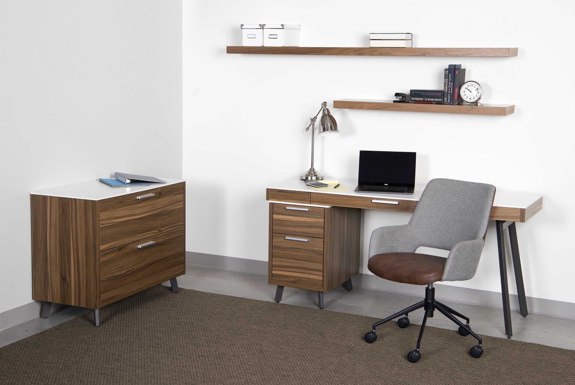 Tilt Office Chair in Blue Fabric and Leatherette with Black Base By Homeroots | Office Chairs | Modishstore - 12