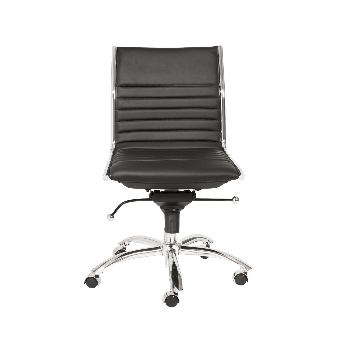 Low Back Office Chair without Armrests in Black with Chromed Steel Base By Homeroots | Office Chairs | Modishstore - 2