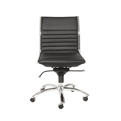 Low Back Office Chair without Armrests in Black with Chromed Steel Base By Homeroots | Office Chairs | Modishstore - 2