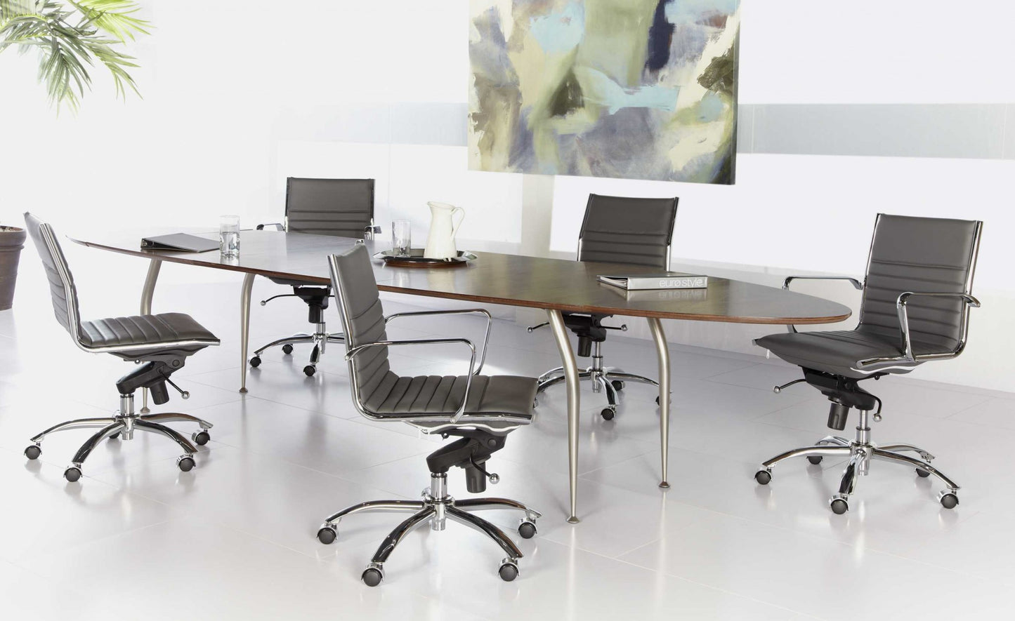 Low Back Office Chair without Armrests in Black with Chromed Steel Base By Homeroots | Office Chairs | Modishstore