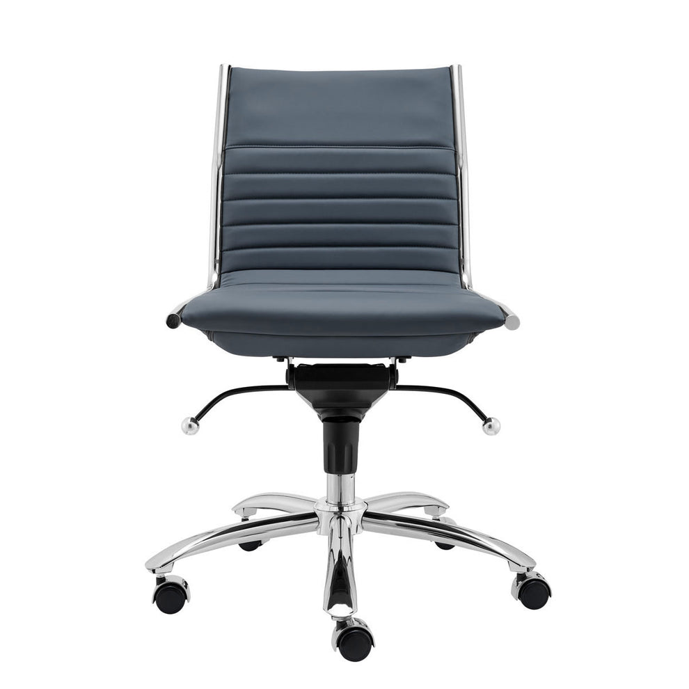 Low Back Office Chair without Armrests in Black with Chromed Steel Base By Homeroots | Office Chairs | Modishstore - 7