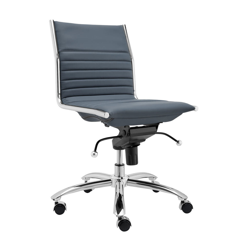 Low Back Office Chair without Armrests in Black with Chromed Steel Base By Homeroots | Office Chairs | Modishstore - 8