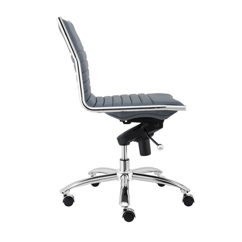 Low Back Office Chair without Armrests in Black with Chromed Steel Base By Homeroots | Office Chairs | Modishstore - 9