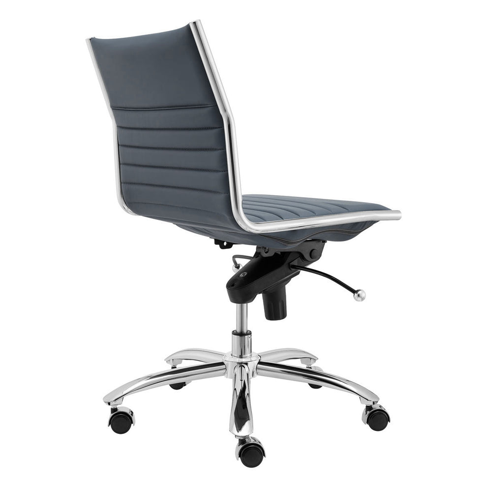 Low Back Office Chair without Armrests in Black with Chromed Steel Base By Homeroots | Office Chairs | Modishstore - 10