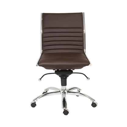 Low Back Office Chair without Armrests in Black with Chromed Steel Base By Homeroots | Office Chairs | Modishstore - 12