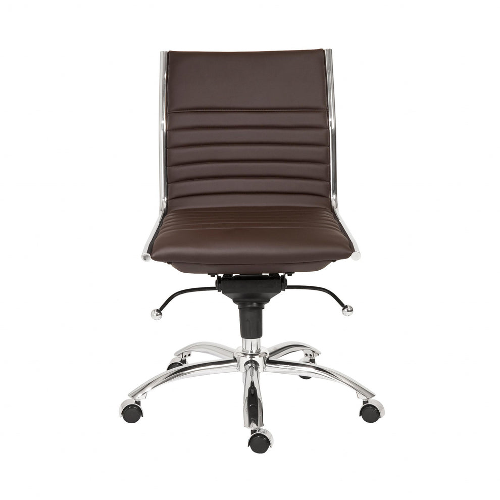 Low Back Office Chair without Armrests in Black with Chromed Steel Base By Homeroots | Office Chairs | Modishstore - 12
