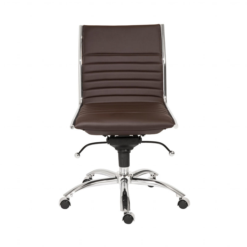 Low Back Office Chair without Armrests in Black with Chromed Steel Base By Homeroots | Office Chairs | Modishstore - 12