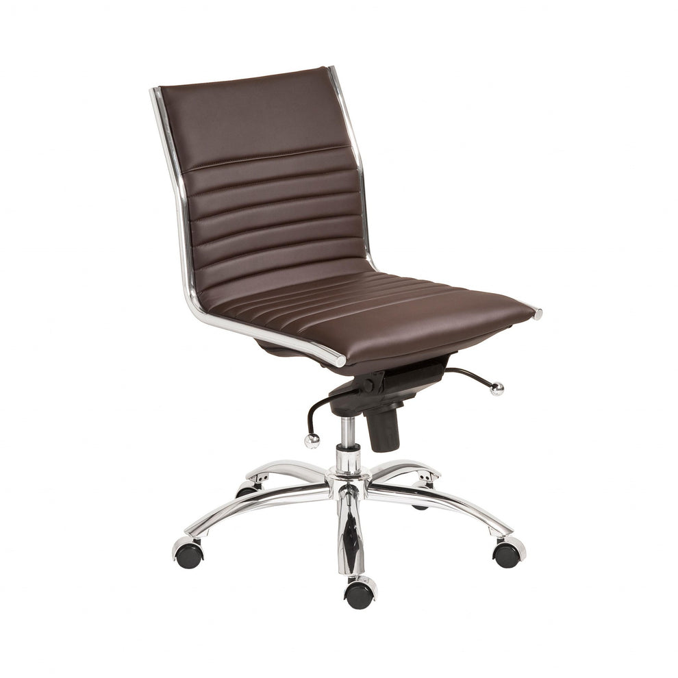 Low Back Office Chair without Armrests in Black with Chromed Steel Base By Homeroots | Office Chairs | Modishstore - 13