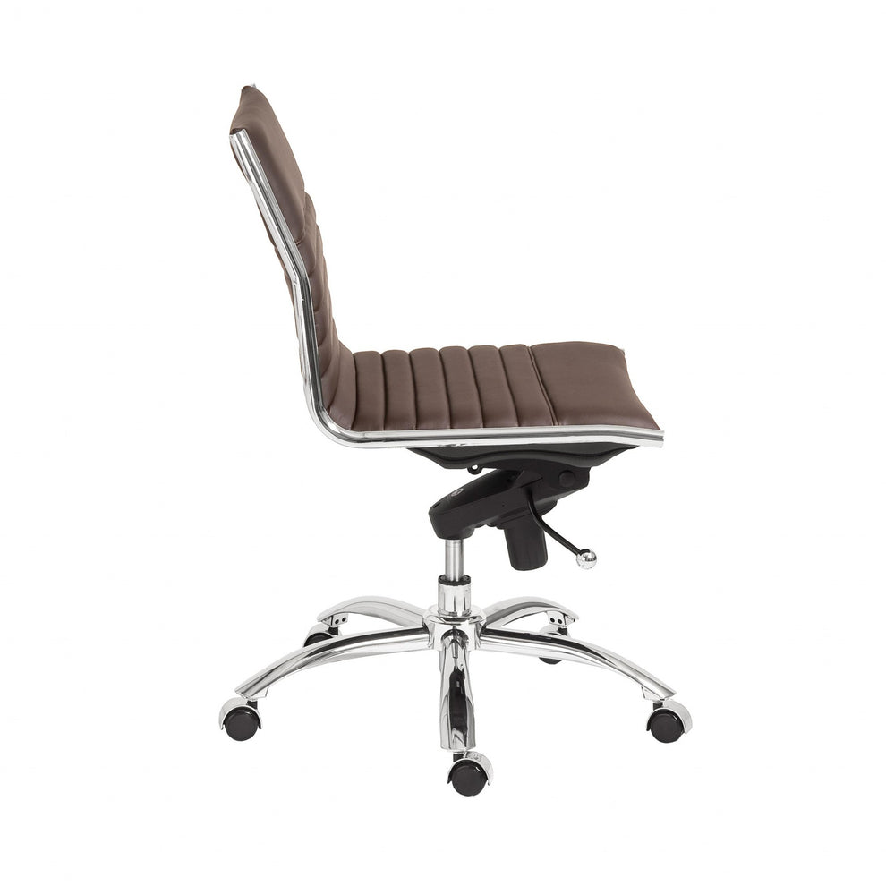 Low Back Office Chair without Armrests in Black with Chromed Steel Base By Homeroots | Office Chairs | Modishstore - 14