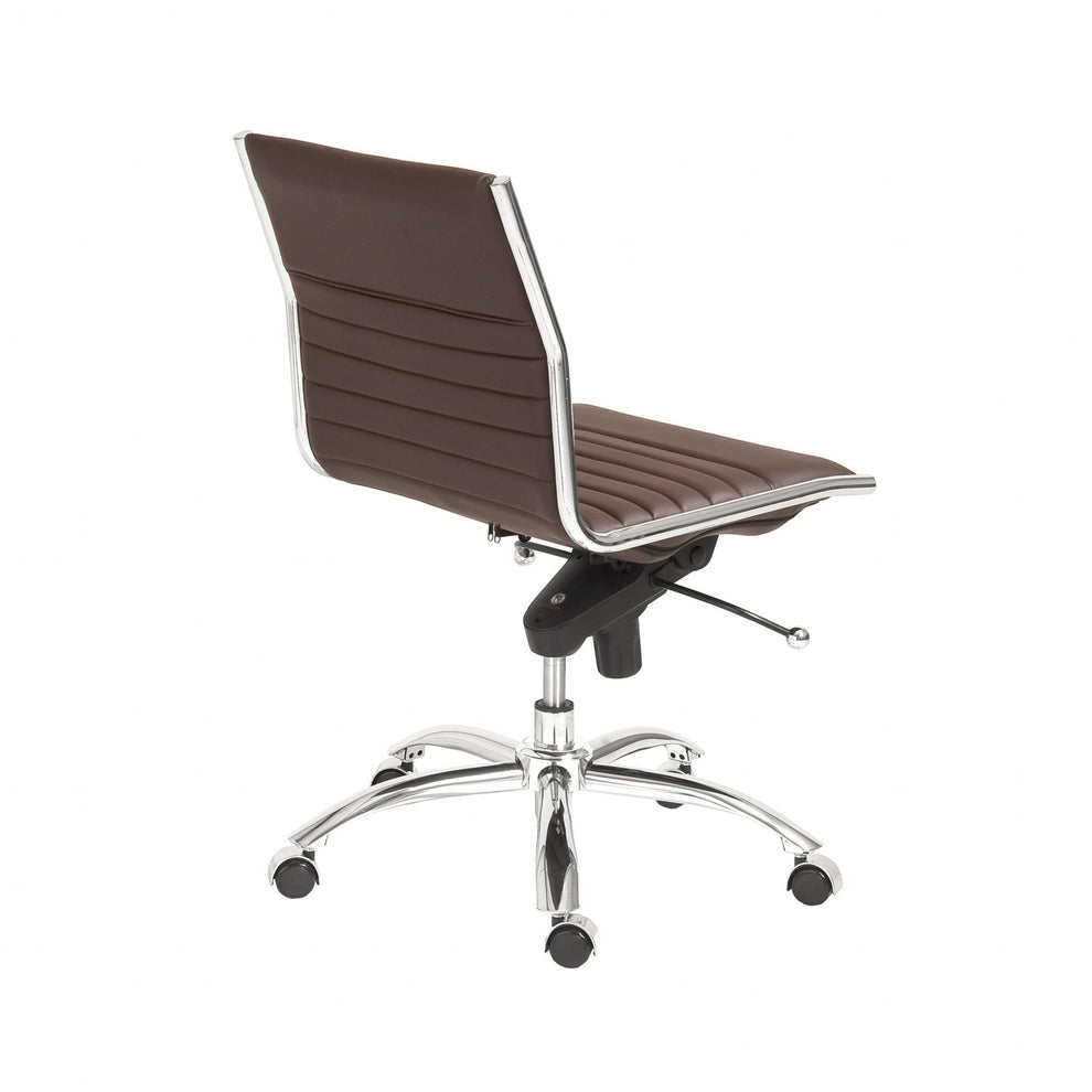 Low Back Office Chair without Armrests in Black with Chromed Steel Base By Homeroots | Office Chairs | Modishstore - 15