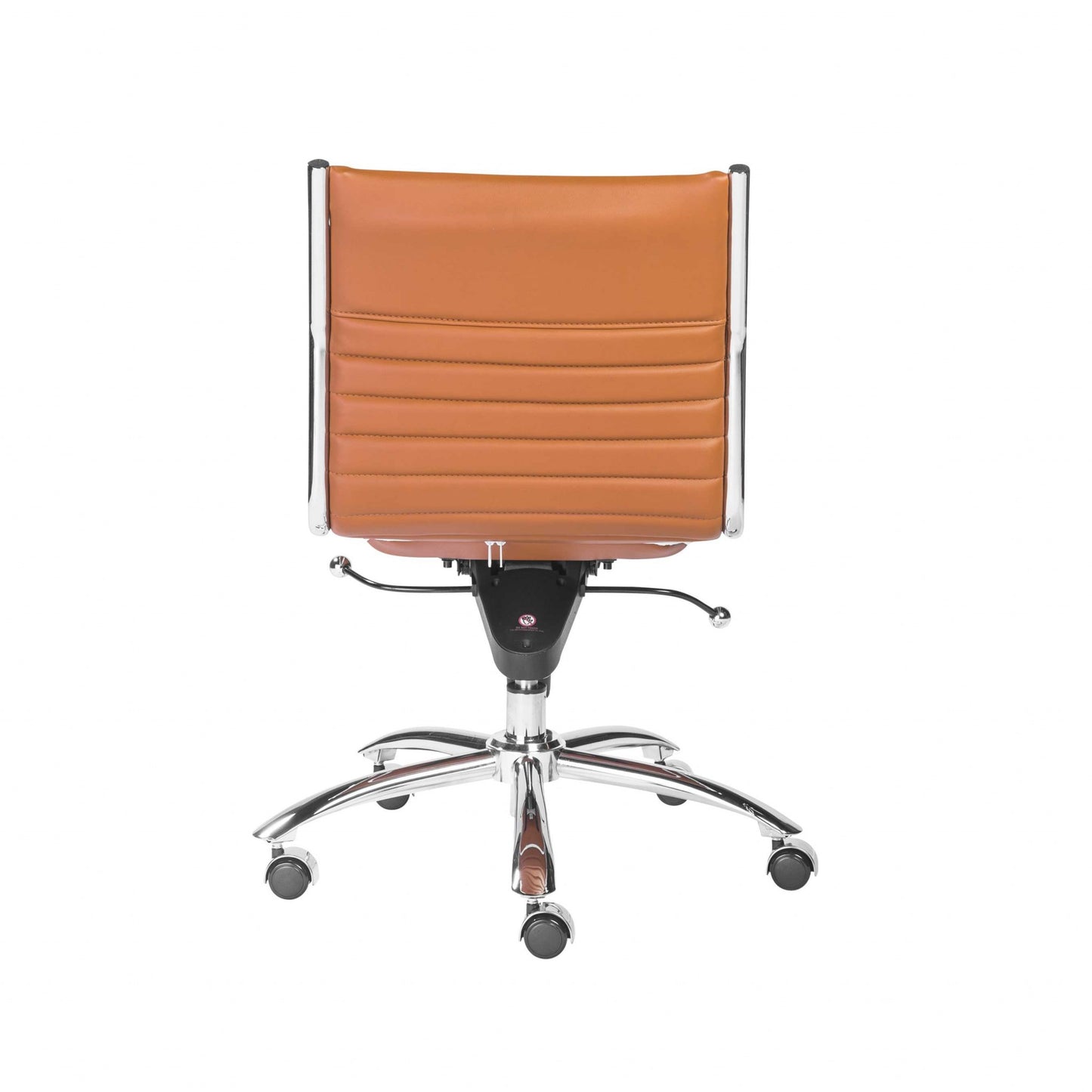 Armless Low Back Office Chair in Cognac with Chrome Base By Homeroots | Office Chairs | Modishstore - 5