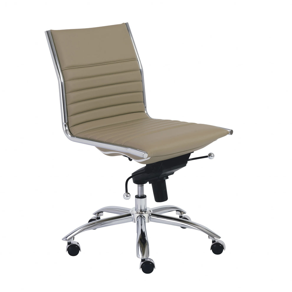 Low Back Office Chair without Armrests in Gray with Chromed Steel Base By Homeroots | Office Chairs | Modishstore - 8