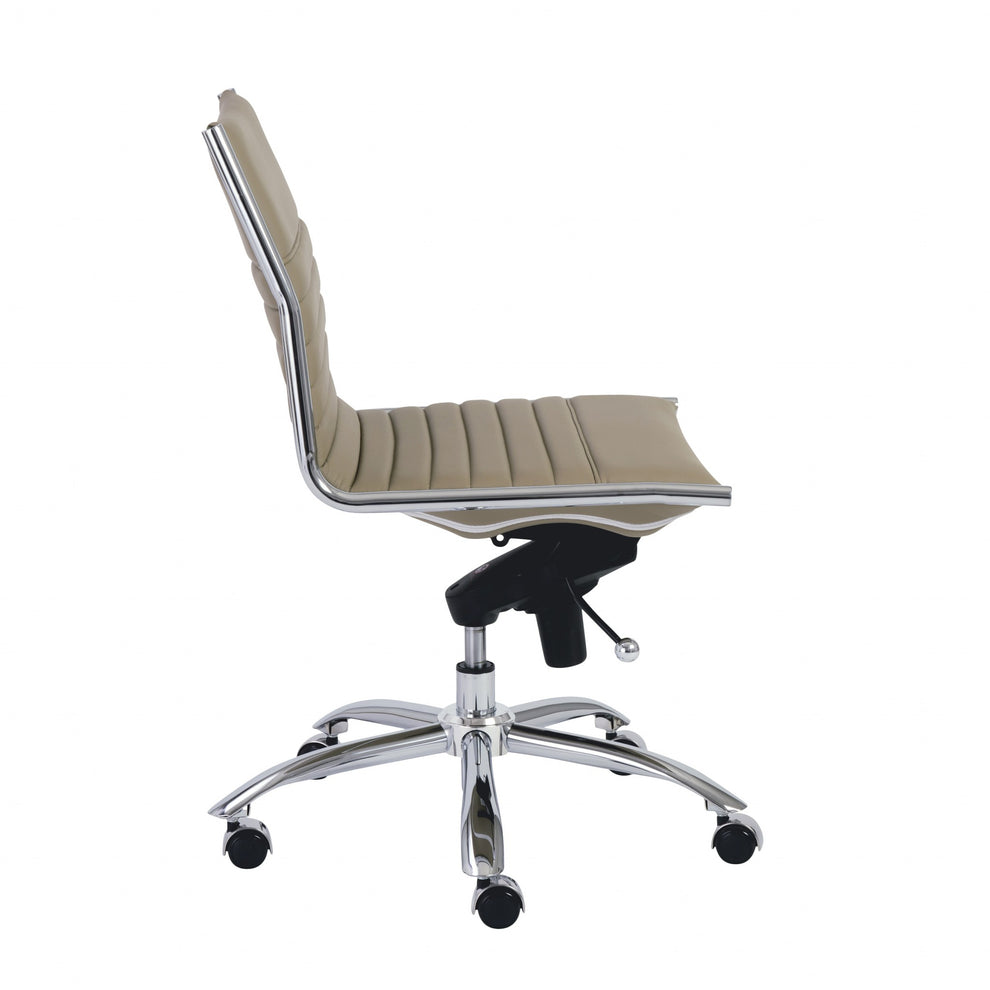Low Back Office Chair without Armrests in Gray with Chromed Steel Base By Homeroots | Office Chairs | Modishstore - 9