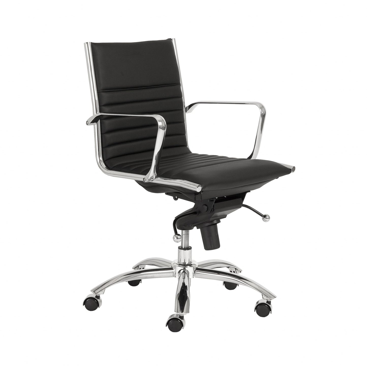 Low Back Office Chair in Black with Chromed Steel Base By Homeroots - 370531 | Office Chairs | Modishstore - 2