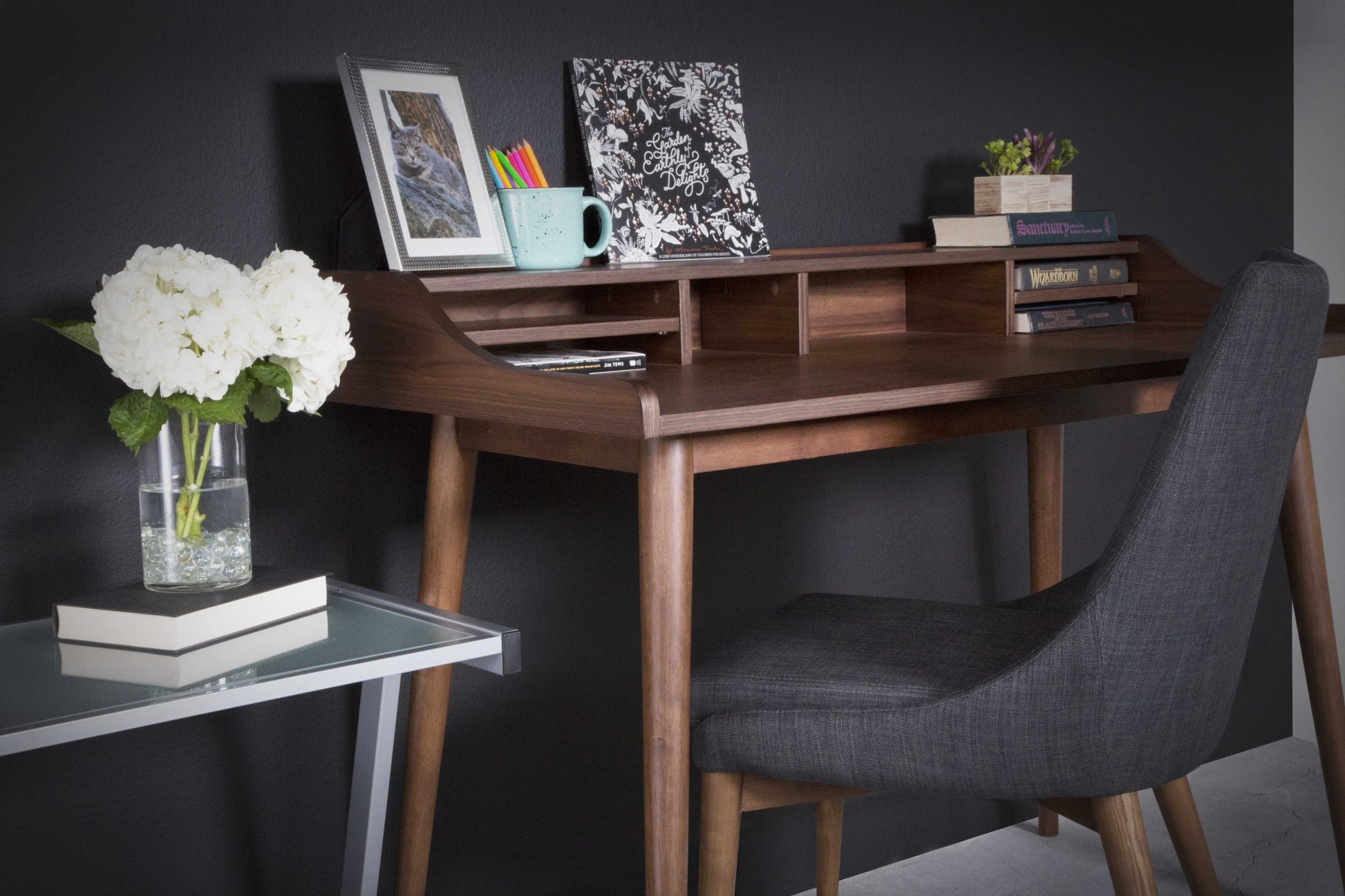 Desk in American Walnut By Homeroots | Desks | Modishstore - 6