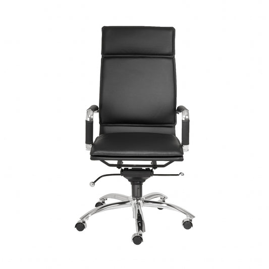 High Back Office Chair in Black with Chromed Steel Base By Homeroots - 370545 | Office Chairs | Modishstore