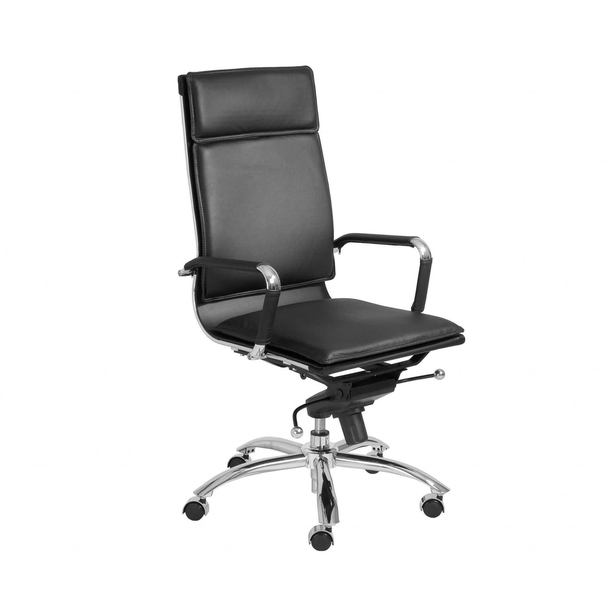High Back Office Chair in Black with Chromed Steel Base By Homeroots - 370545 | Office Chairs | Modishstore - 2