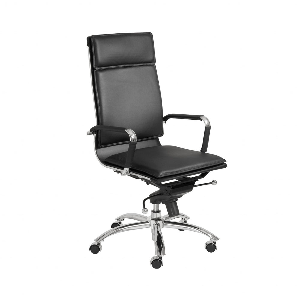 High Back Office Chair in Black with Chromed Steel Base By Homeroots - 370545 | Office Chairs | Modishstore - 2