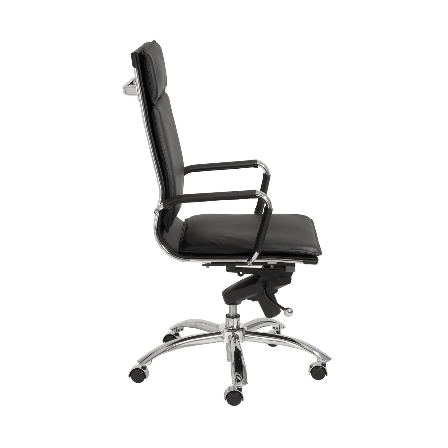 High Back Office Chair in Black with Chromed Steel Base By Homeroots - 370545 | Office Chairs | Modishstore - 3