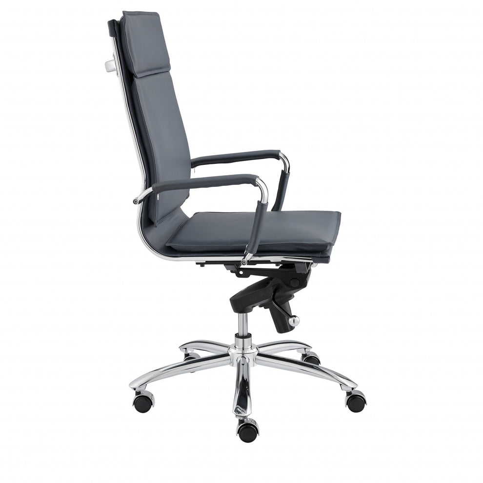 High Back Office Chair in Black with Chromed Steel Base By Homeroots - 370545 | Office Chairs | Modishstore - 8