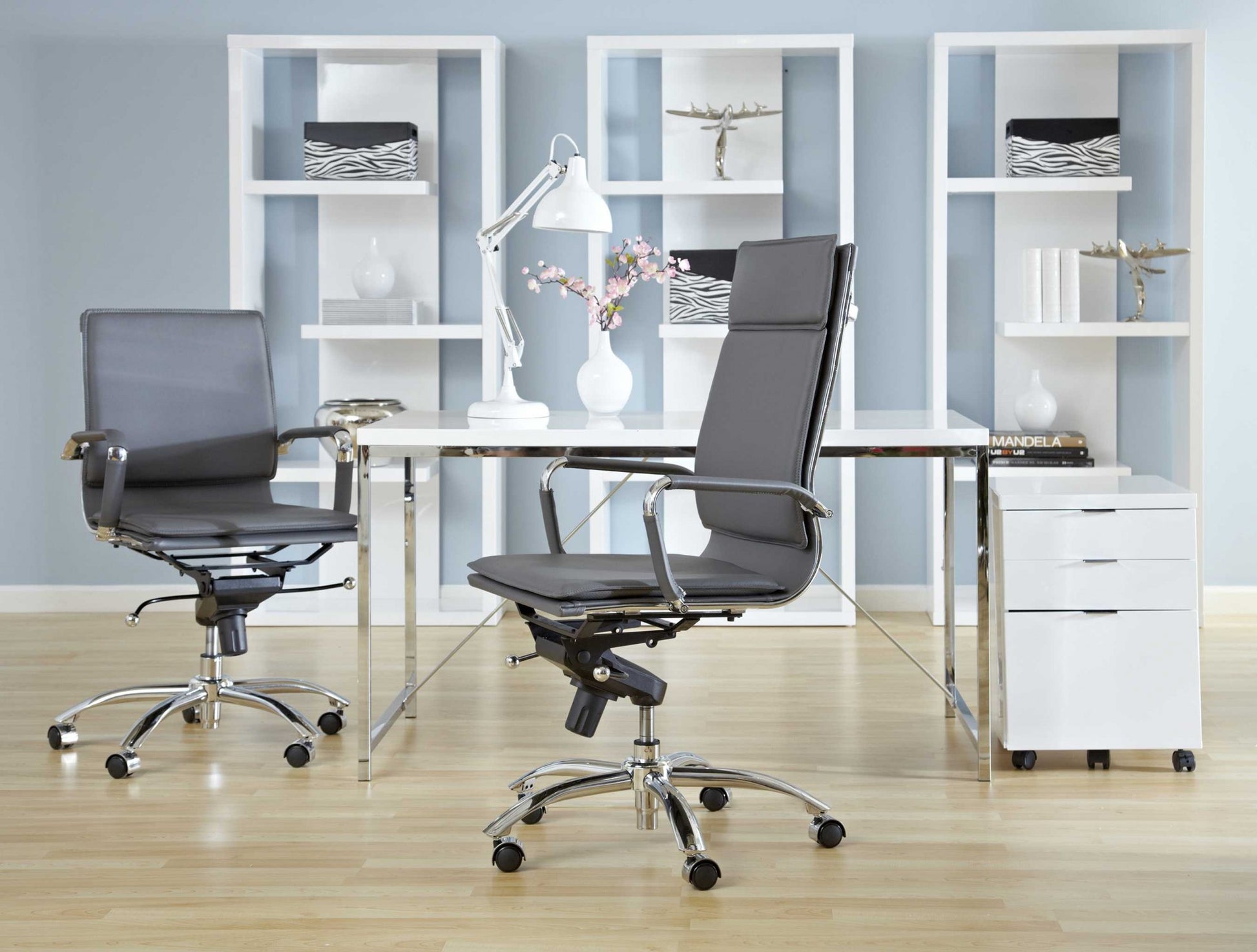 High Back Office Chair in Black with Chromed Steel Base By Homeroots - 370545 | Office Chairs | Modishstore - 21