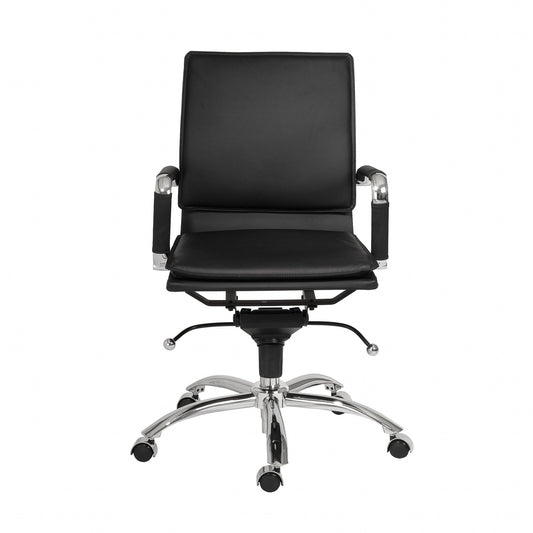 Low Back Office Chair in Black with Chromed Steel Base By Homeroots - 370555 | Office Chairs | Modishstore