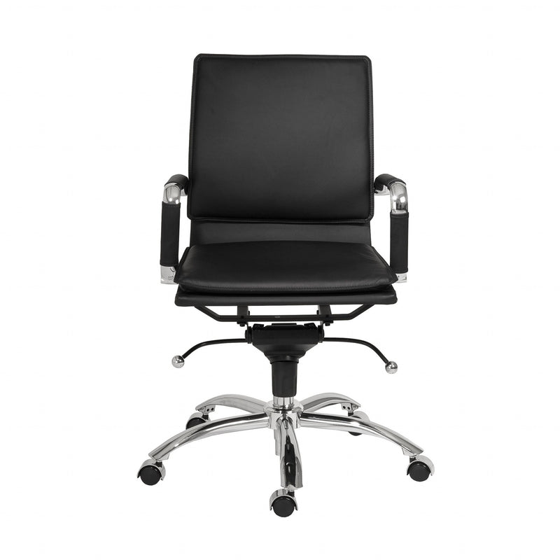 Low Back Office Chair in Black with Chromed Steel Base By Homeroots - 370555 | Office Chairs | Modishstore