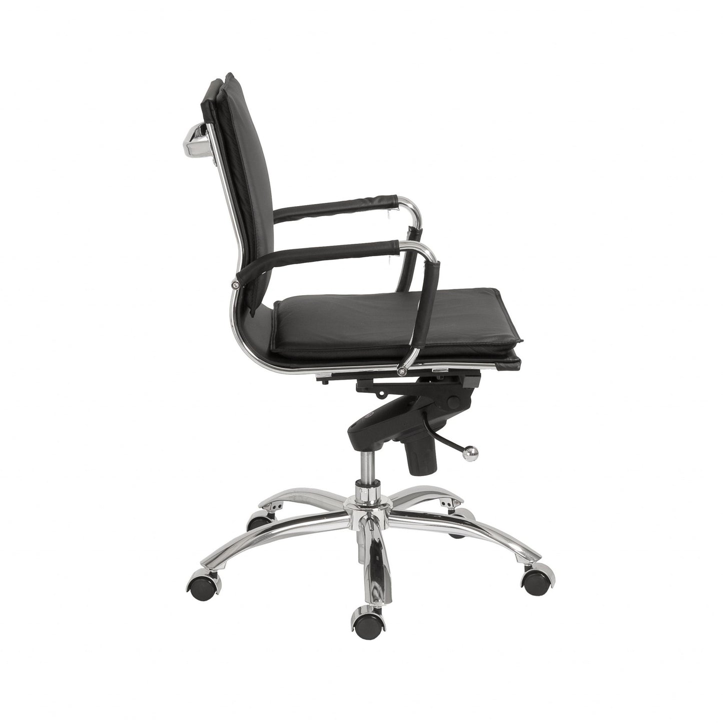 Low Back Office Chair in Black with Chromed Steel Base By Homeroots - 370555 | Office Chairs | Modishstore - 3
