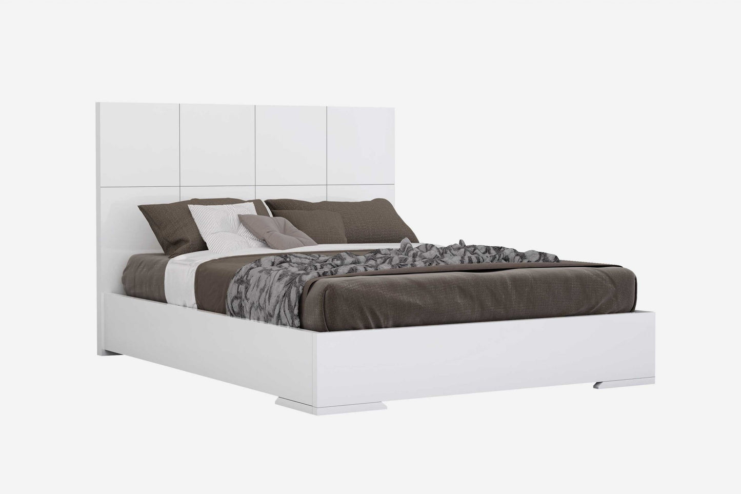 Contemporary White Queen Platform Bed By Homeroots | Beds | Modishstore - 2