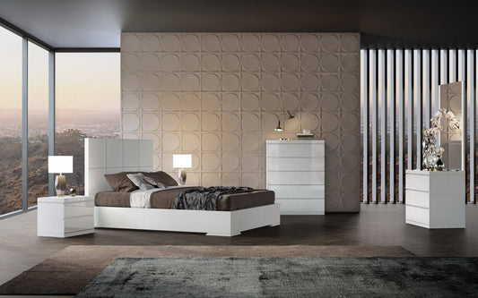 Contemporary White Queen Platform Bed By Homeroots | Beds | Modishstore - 4