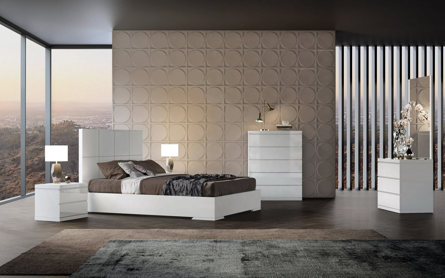 Contemporary White Queen Platform Bed By Homeroots | Beds | Modishstore