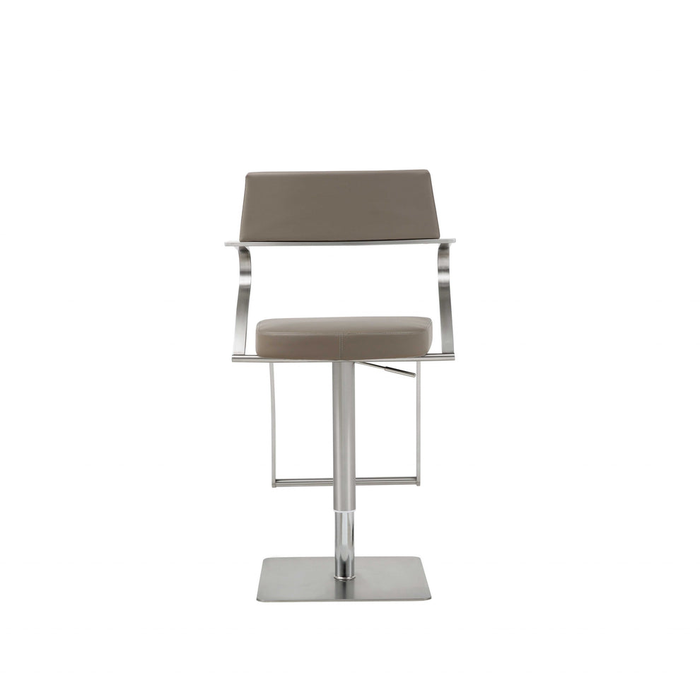 Modern Taupe Faux Leather Adjustable Barstool with Arms By Homeroots | Bar Stools | Modishstore - 3