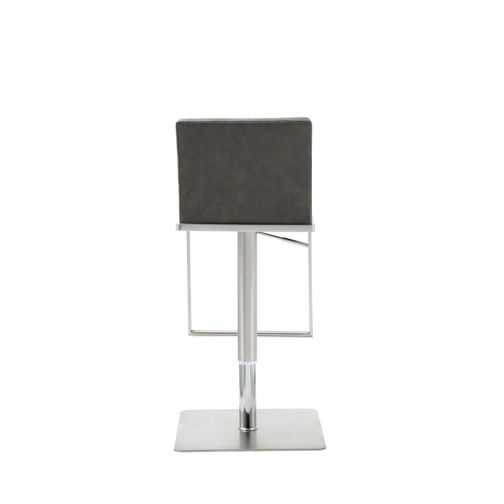 Sleek Dark Gray Faux Leather Adjustable Bar Stool By Homeroots | Bar Stools | Modishstore - 4