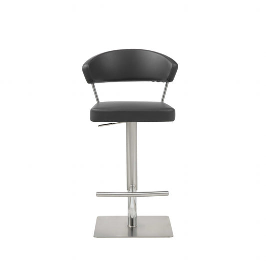 Black Upholstered Back and Seat Bar Stool By Homeroots | Bar Stools | Modishstore
