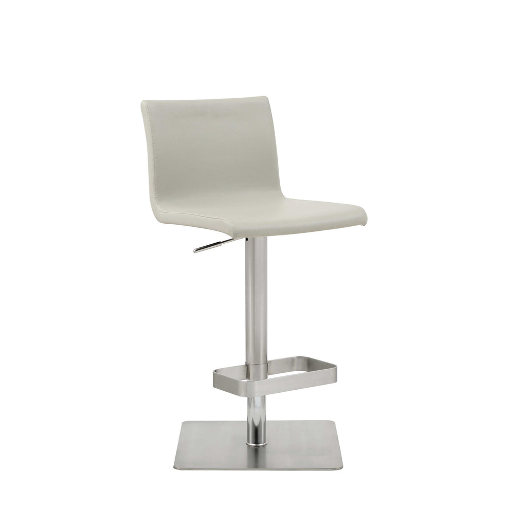 Sleek Light Gray Faux Leather Adjustable Bar Stool By Homeroots | Bar Stools | Modishstore - 2